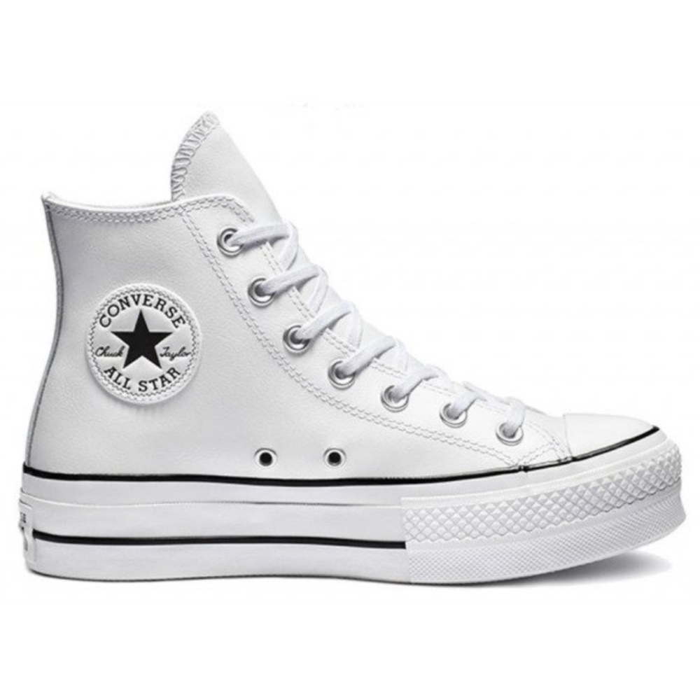 Leather converse high top platforms